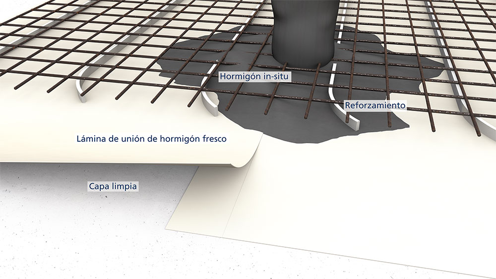 Estructura sistema de unión de hormigón fresco